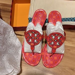 NIB Tory Burch Miller Thong Sandals Octagon Square Size 8.5